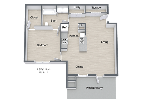 1 Bedroom Floor Plan 1 Bedroom Floor Plan at Windy Ridge, Austin, TX